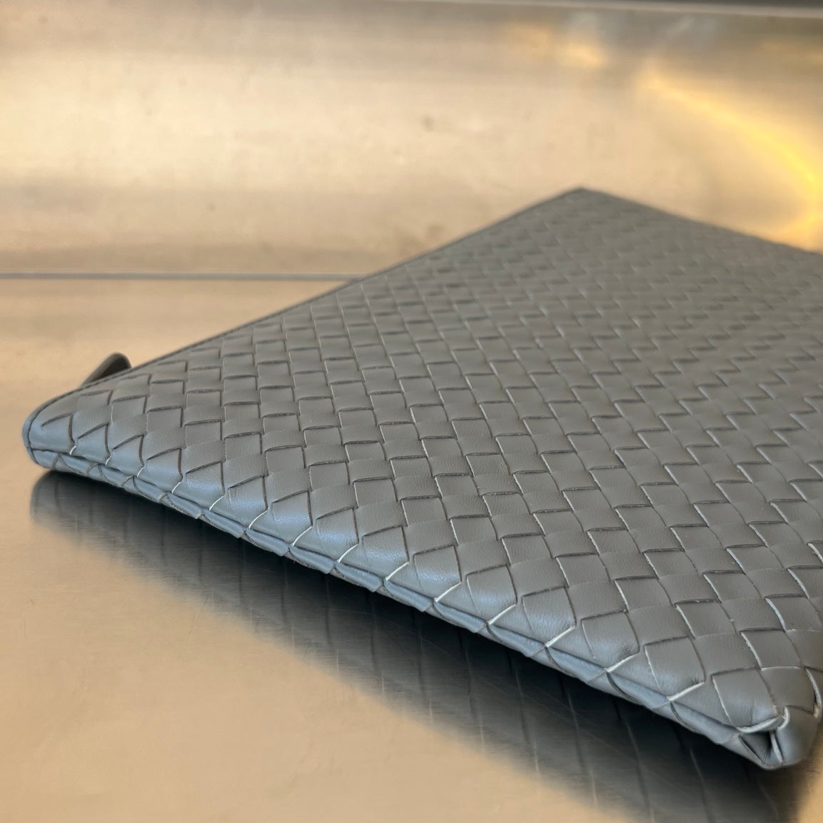 Luxury Bottega Veneta INTRECCIATO 30 IN GREY STEEL LAMBSKIN