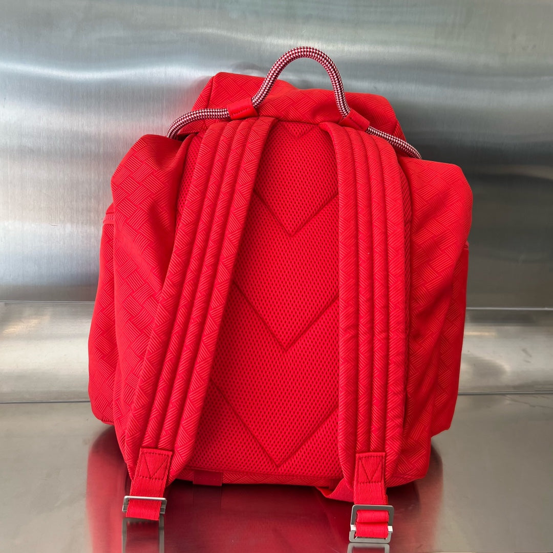 Luxury Bottega Veneta ALTO 42 BACKPACK IN CHERRY RED JACQUARD FABRIC