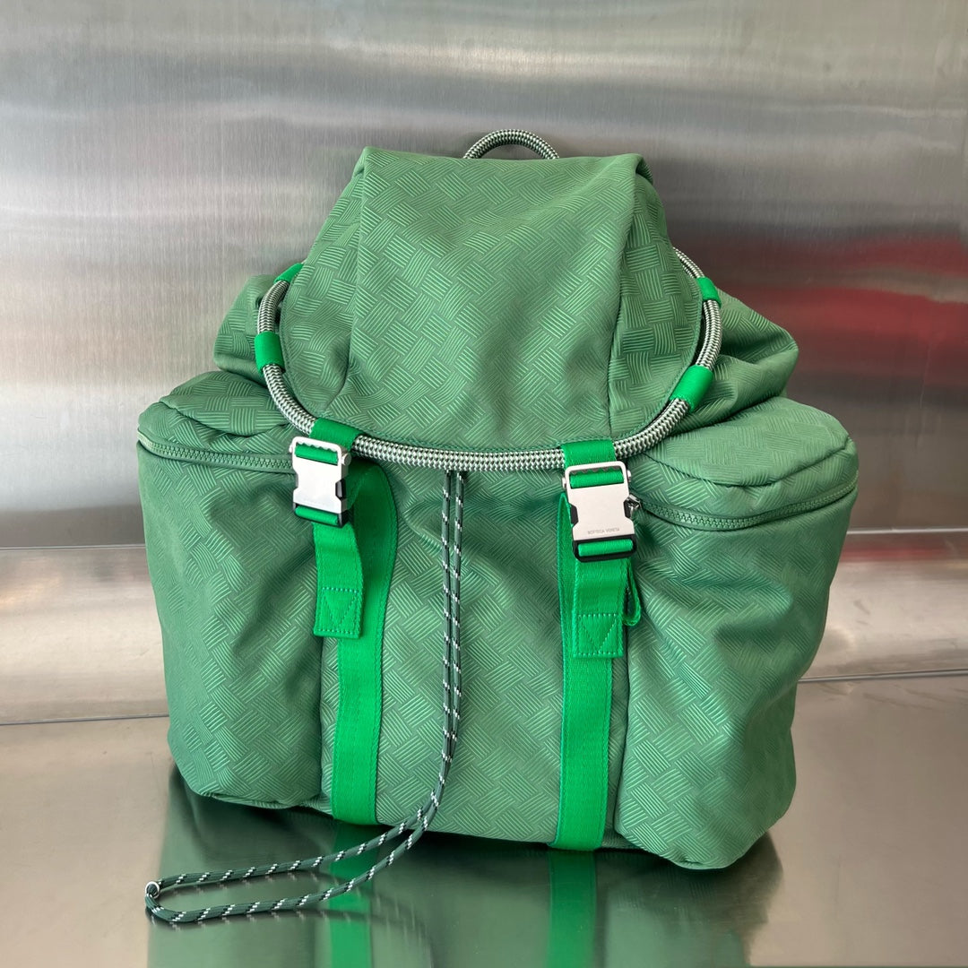 Luxury Bottega Veneta ALTO 42 BACKPACK IN COOL GREEN JACQUARD FABRIC