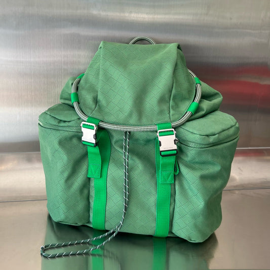 Luxury Bottega Veneta ALTO 42 BACKPACK IN COOL GREEN JACQUARD FABRIC