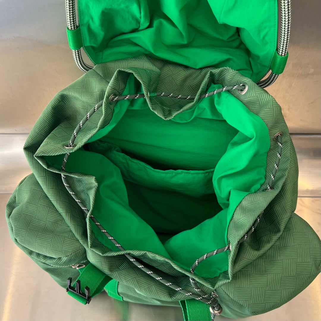 Luxury Bottega Veneta ALTO 42 BACKPACK IN COOL GREEN JACQUARD FABRIC
