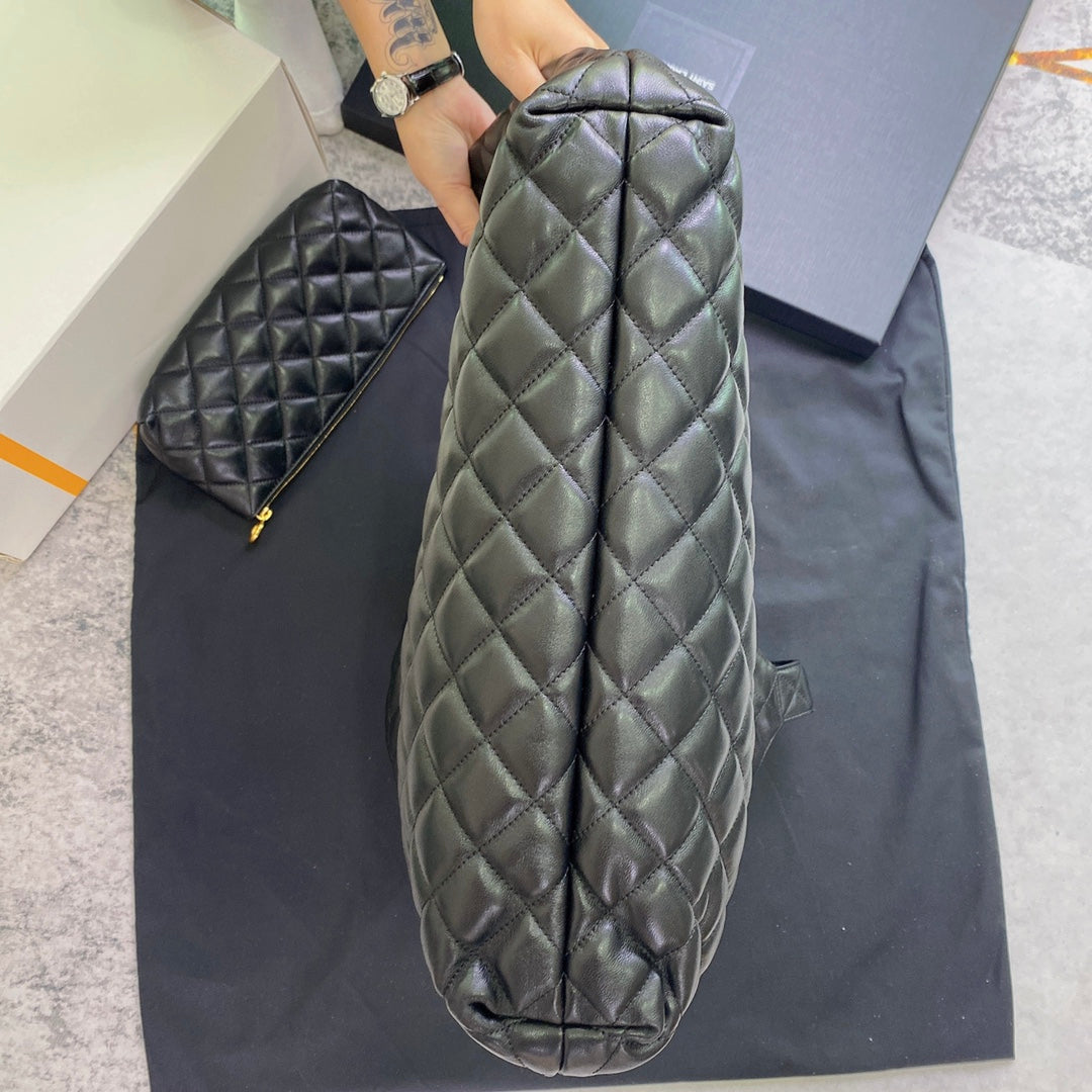Luxury Saint Laurent ICARE MAXI 58 SHOPPING BAG BLACK QUILTED LAMBSKIN