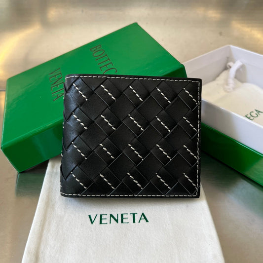 Luxury Bottega Veneta INTRECCIATO PICCOLO 11 BLACK CALFSKIN WALLET