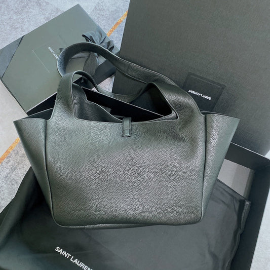 Luxury Saint Laurent BEA HOBO 50 GRAINED BLACK LEATHER