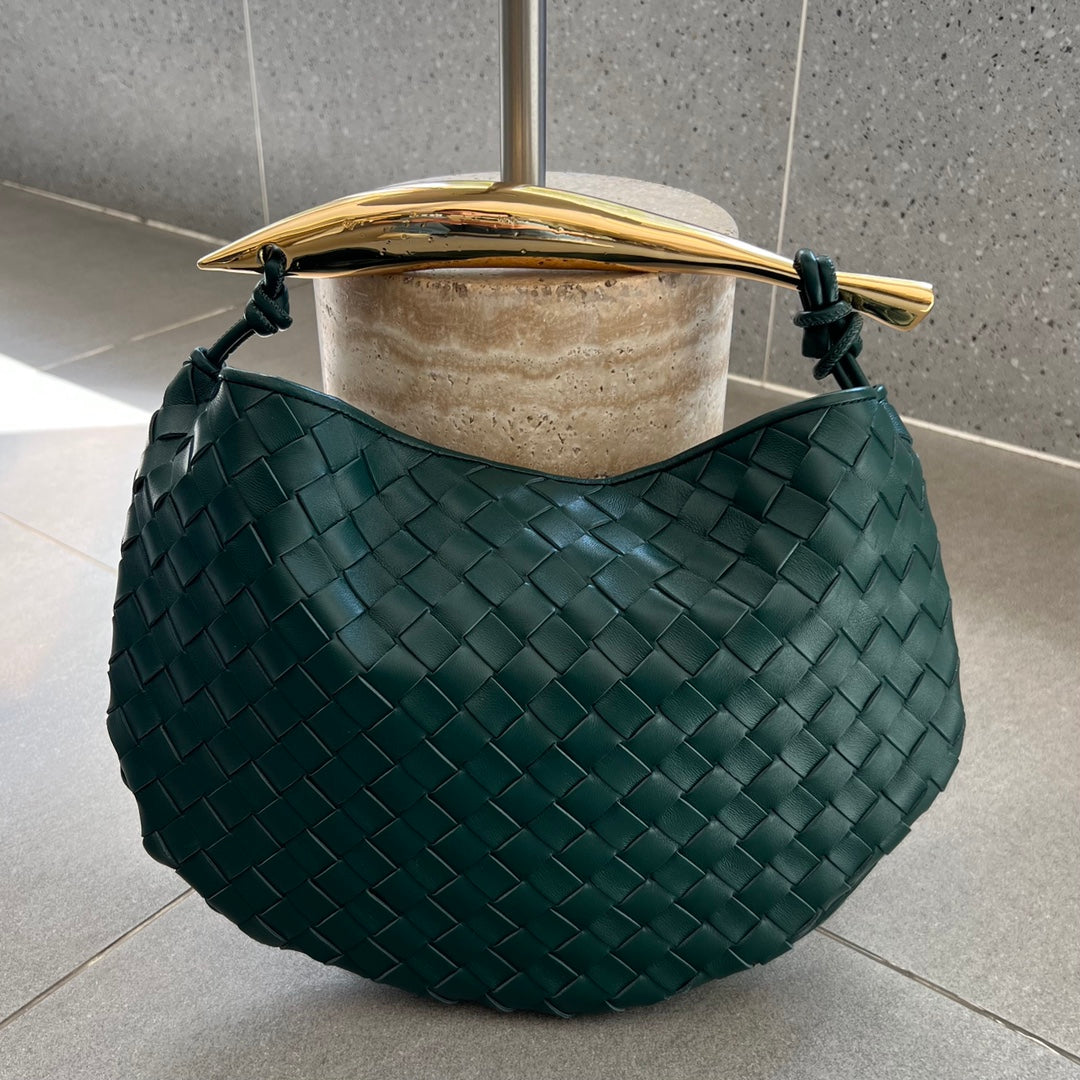 Luxury Bottega Veneta SARDINE 33 WITH CHAIN IN DARK GREEN LAMBSKIN
