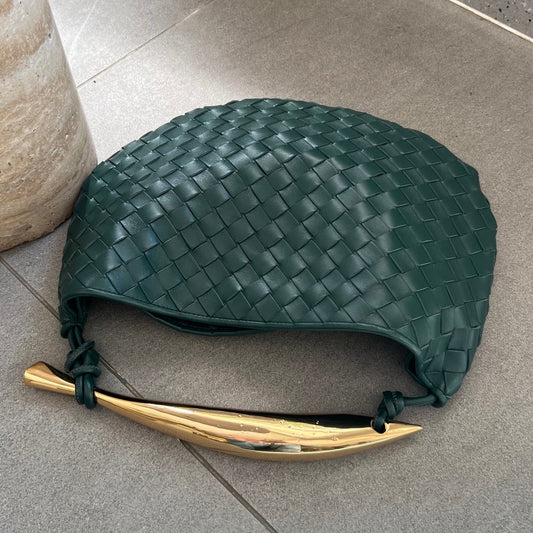 Luxury Bottega Veneta SARDINE 33 WITH CHAIN IN DARK GREEN LAMBSKIN