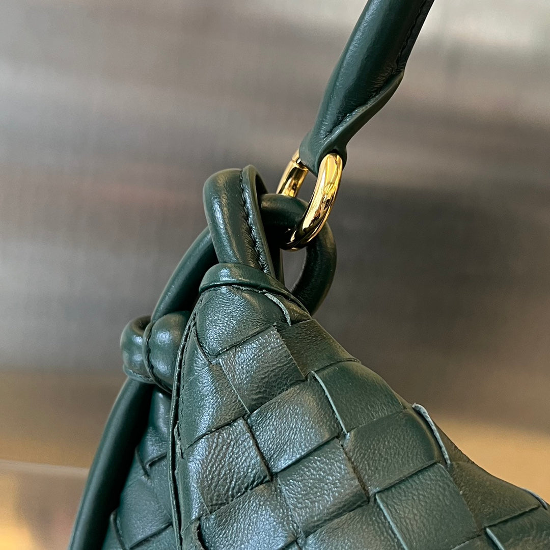 Luxury Bottega Veneta MEDIUM GEMELLI 36 DARK GREEN LAMBSKIN