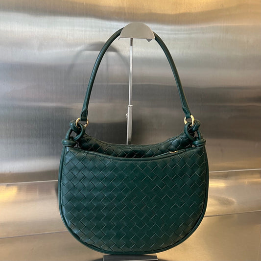Luxury Bottega Veneta MEDIUM GEMELLI 36 DARK GREEN LAMBSKIN
