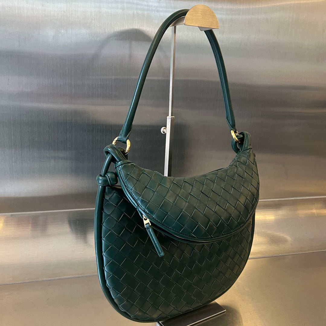Luxury Bottega Veneta MEDIUM GEMELLI 36 DARK GREEN LAMBSKIN