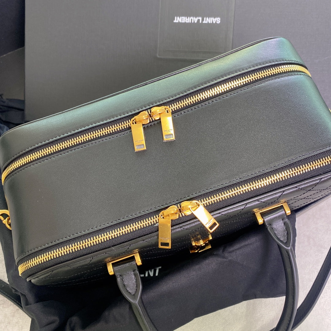 Luxury Saint Laurent TRAVEL BAG 31 IN KHAKI GREEN LAMBSKIN GOLD HARDWARE