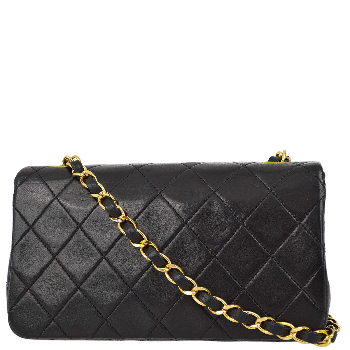 Luxury Chanel 1989-1991 Black Lambskin Turnlock Mini Full Flap Bag