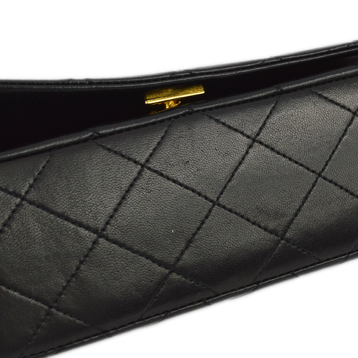 Luxury Chanel 1989-1991 Black Lambskin Turnlock Mini Full Flap Bag