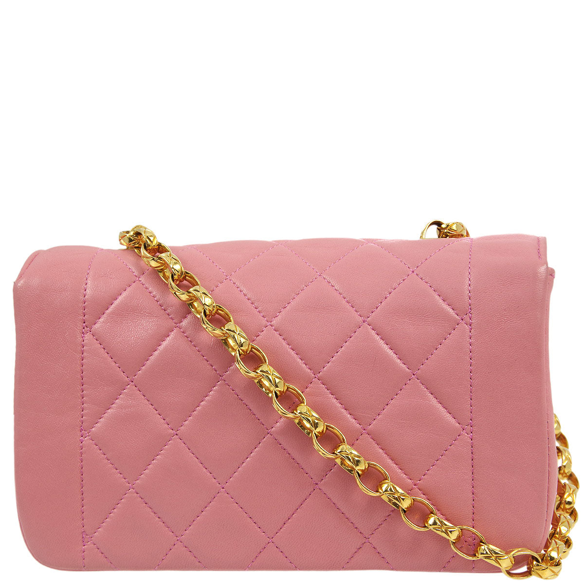 Luxury Chanel * 1989-1991 Pink Lambskin Border Flap Bag