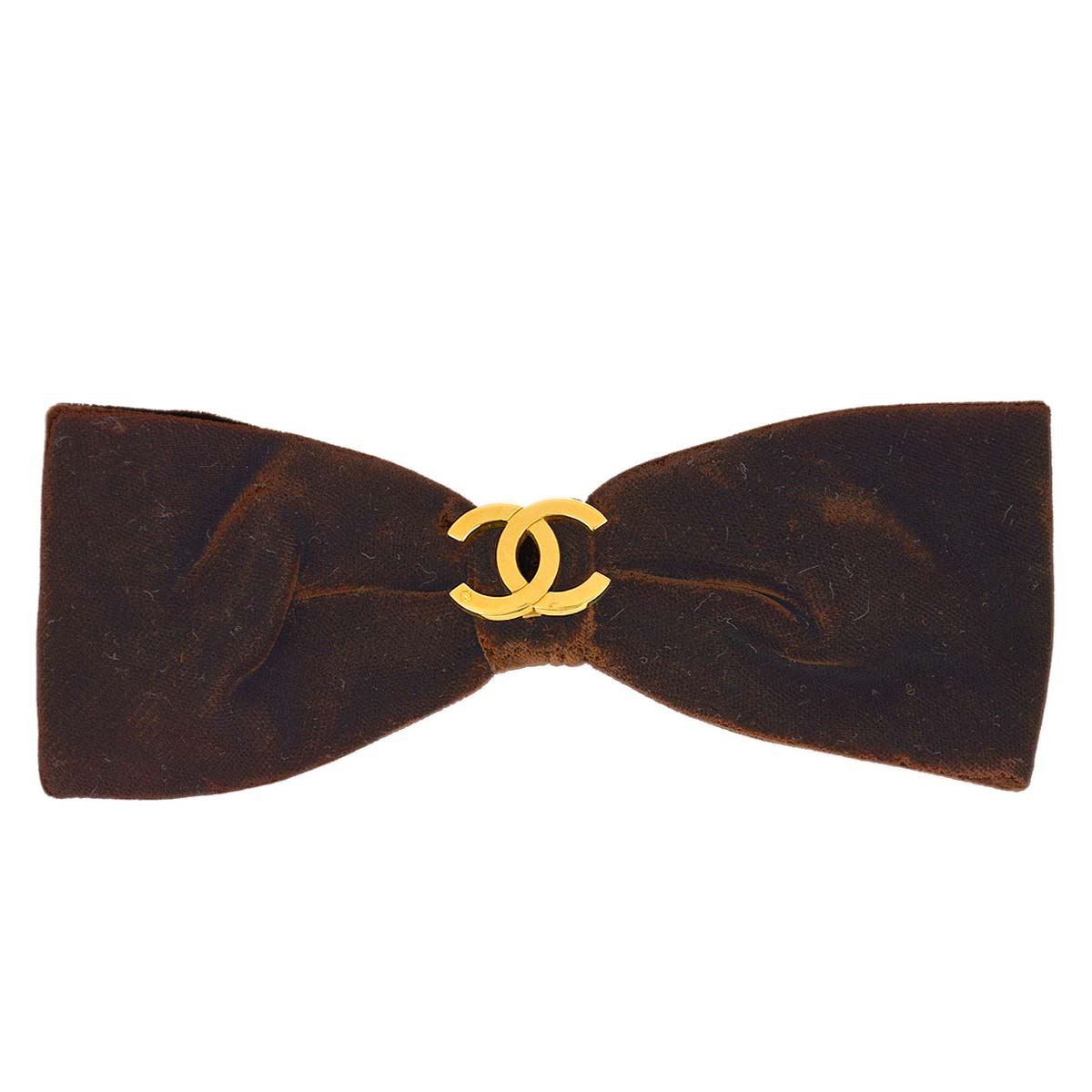 Luxury Chanel Brown Velvet Bow Hair Barrette