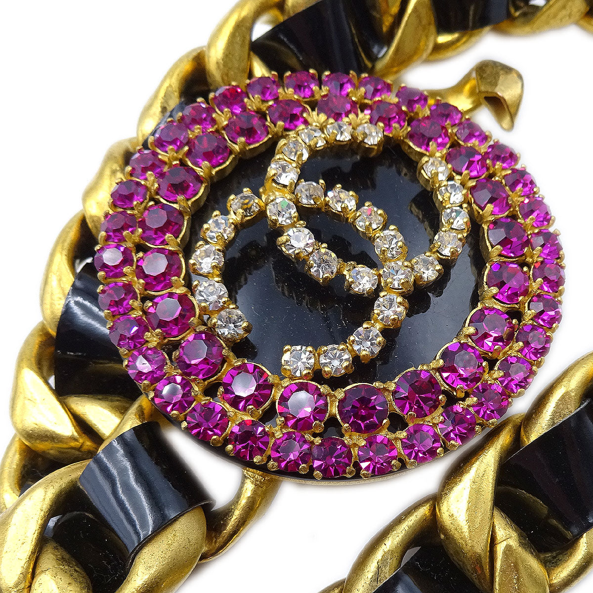 Luxury Chanel * Gold Chain Belt Rhinestone 95P Small New