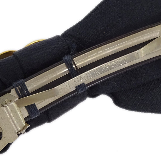 Luxury Chanel Bow Hair Barrette Black Satin