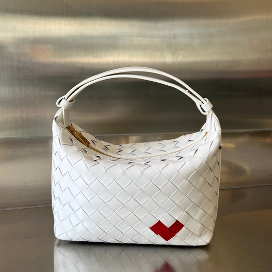 Luxury Bottega Veneta WALLACE 22 BAG IN WHITE MIX RED CALFSKIN