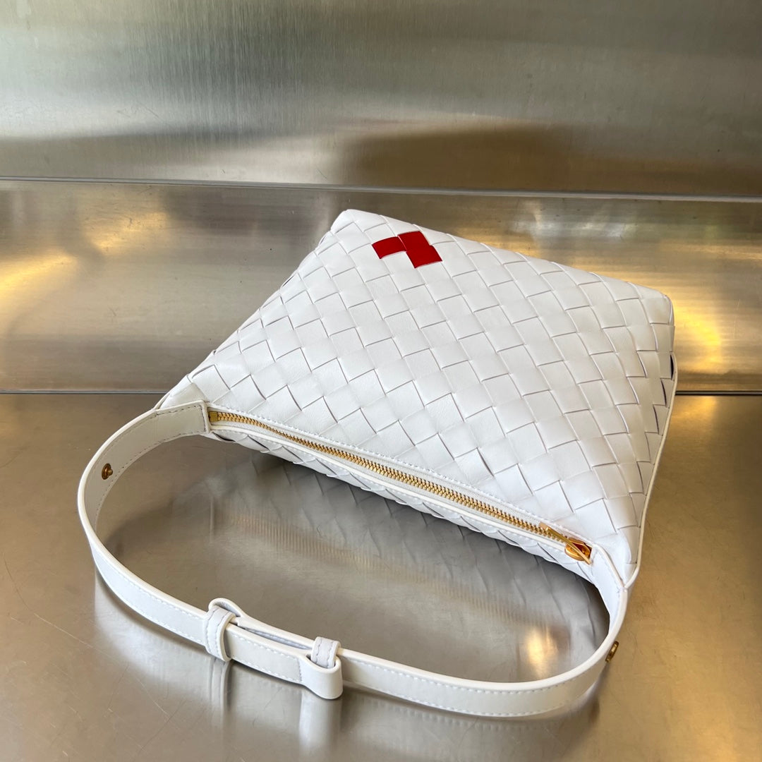 Luxury Bottega Veneta WALLACE 22 BAG IN WHITE MIX RED CALFSKIN