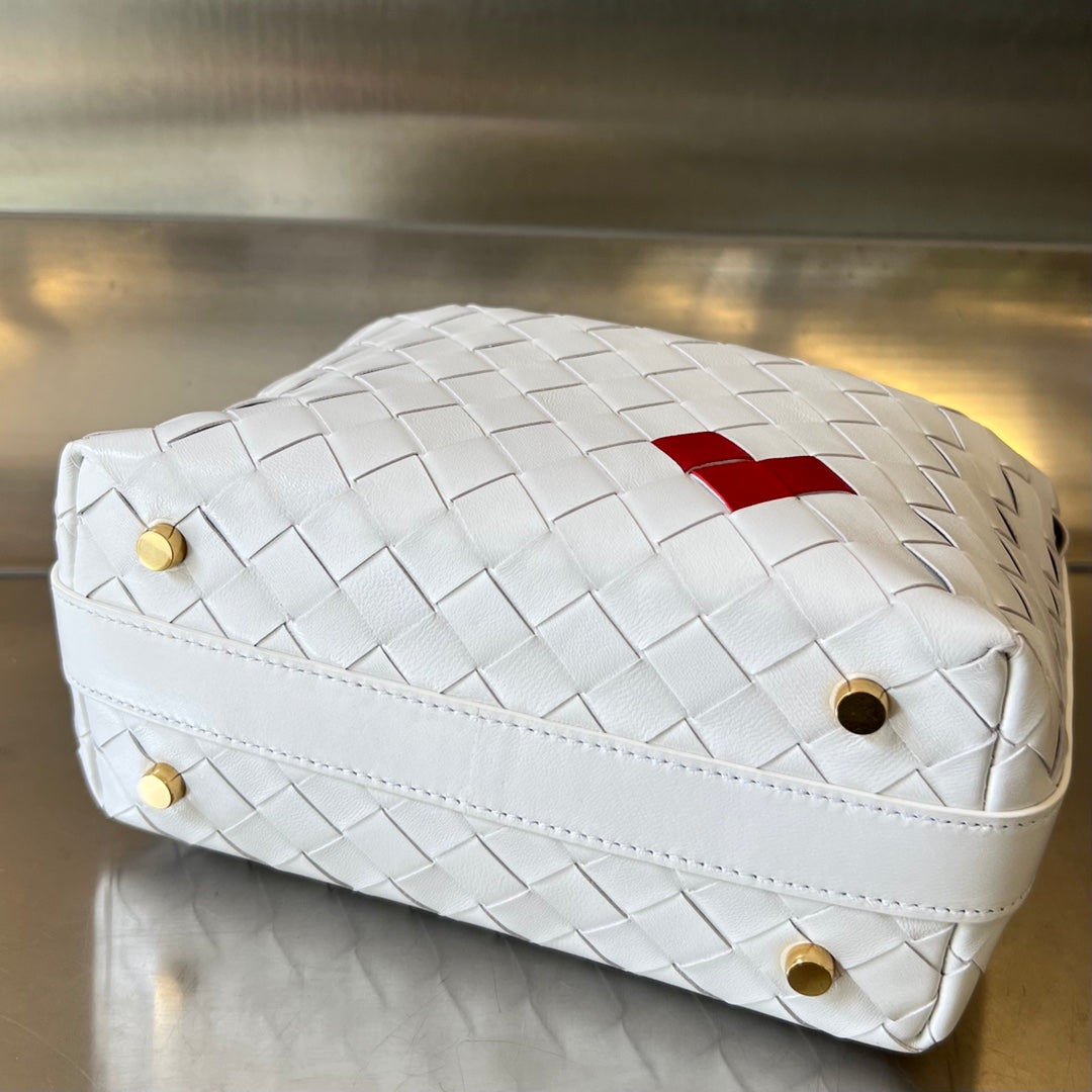 Luxury Bottega Veneta WALLACE 22 BAG IN WHITE MIX RED CALFSKIN