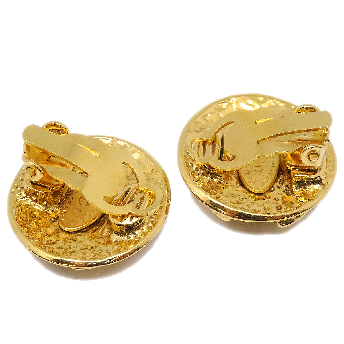 Luxury Chanel 1994 Gold Quilted 'CC' Round Earrings Small