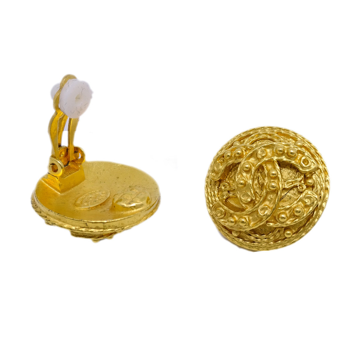 Luxury Chanel 1994 Gold 'CC' Filigree Earrings