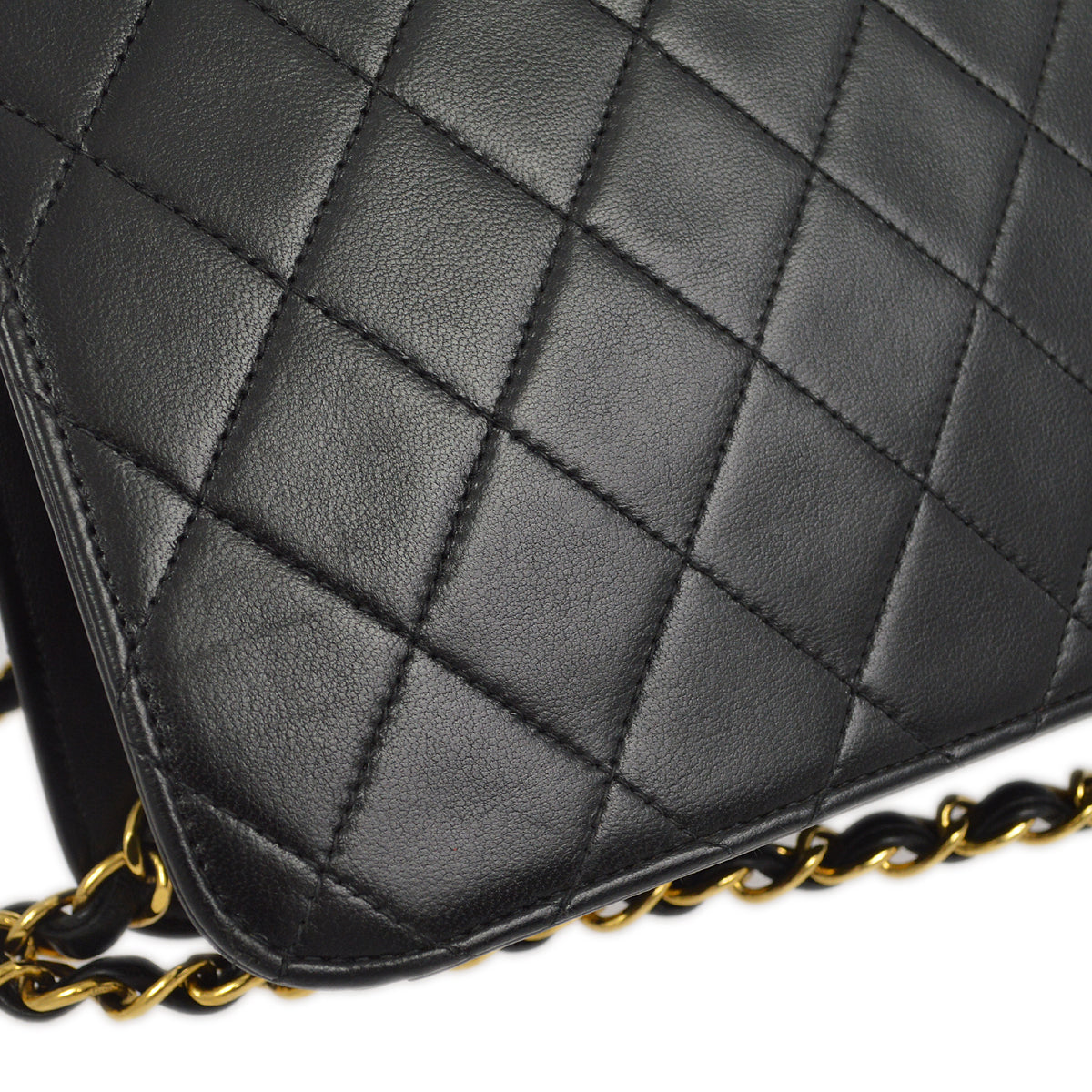Luxury Chanel 1997-1999 Black Lambskin Pushlock Medium Half Flap Shoulder Bag