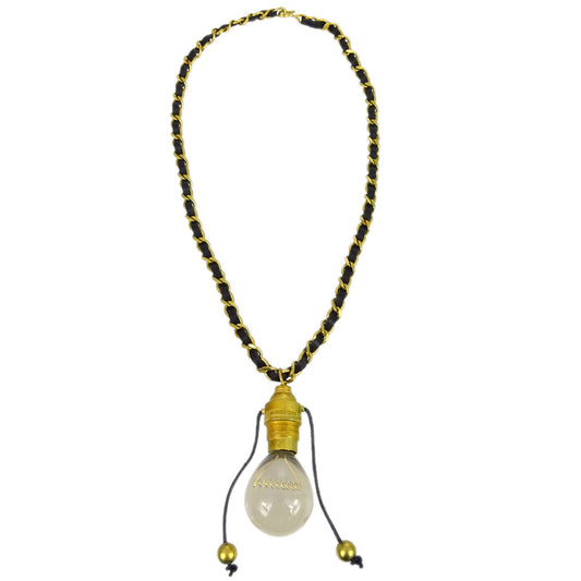 Luxury Chanel Light Bulb Gold Chain Pendant Necklace 94P