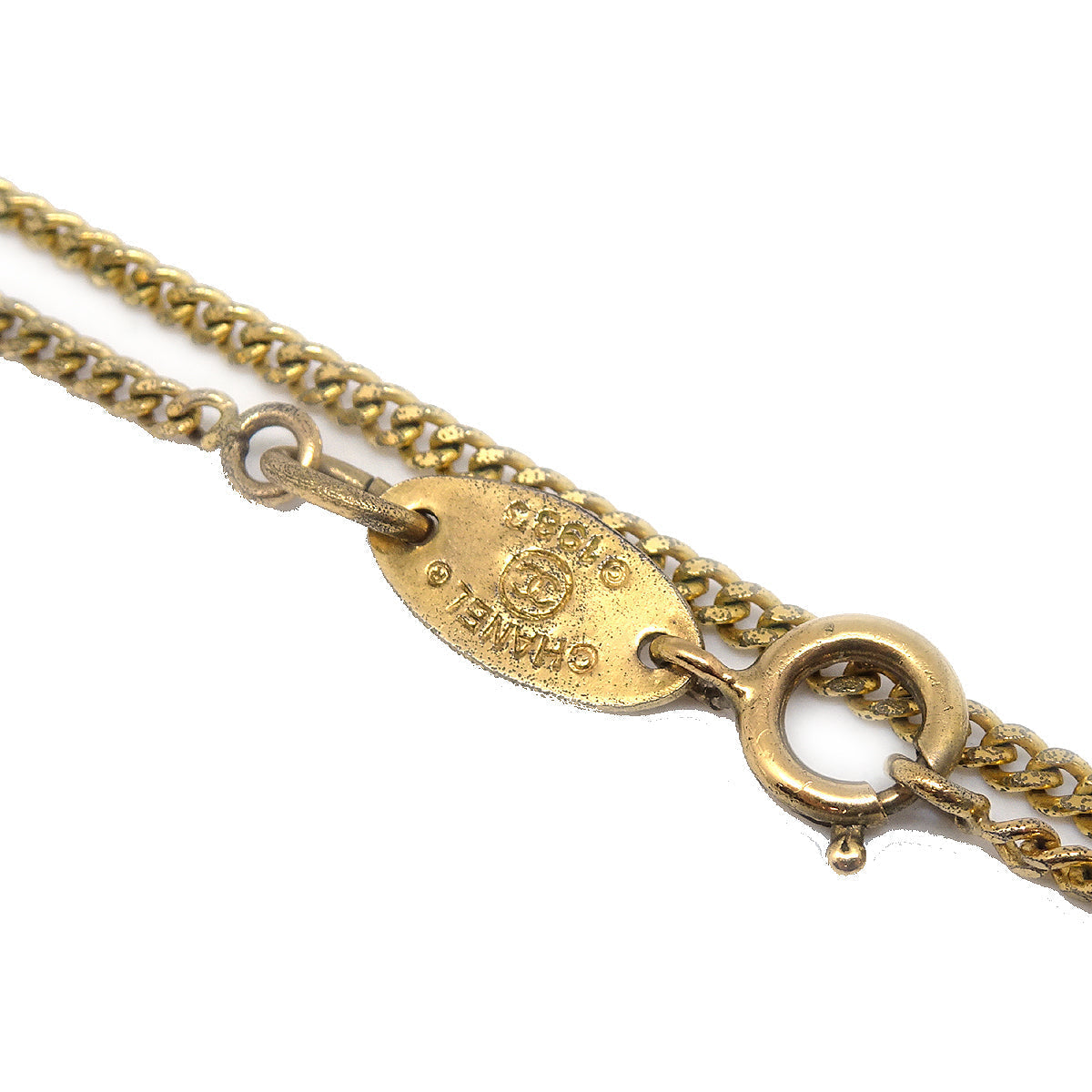 Luxury Chanel Clover Pendant Necklace Gold 1993