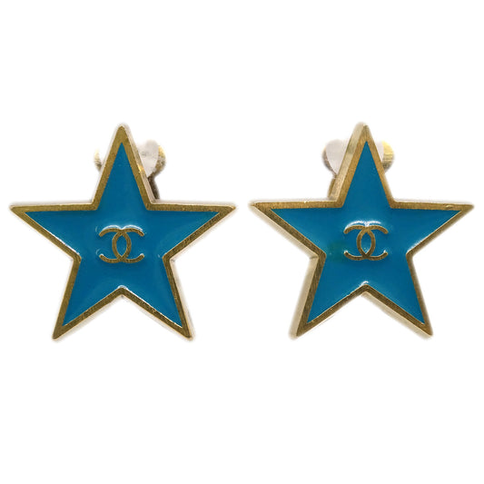 Luxury Chanel Star Earrings Clip-On Blue 01P