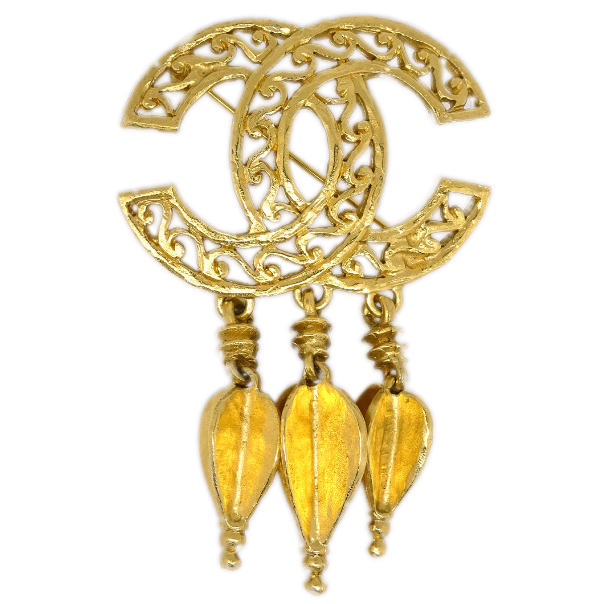 Luxury Chanel 1995 Fretwork Paisley CC Brooch