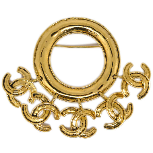 Luxury Chanel Fringe Brooch Pin Gold 94P