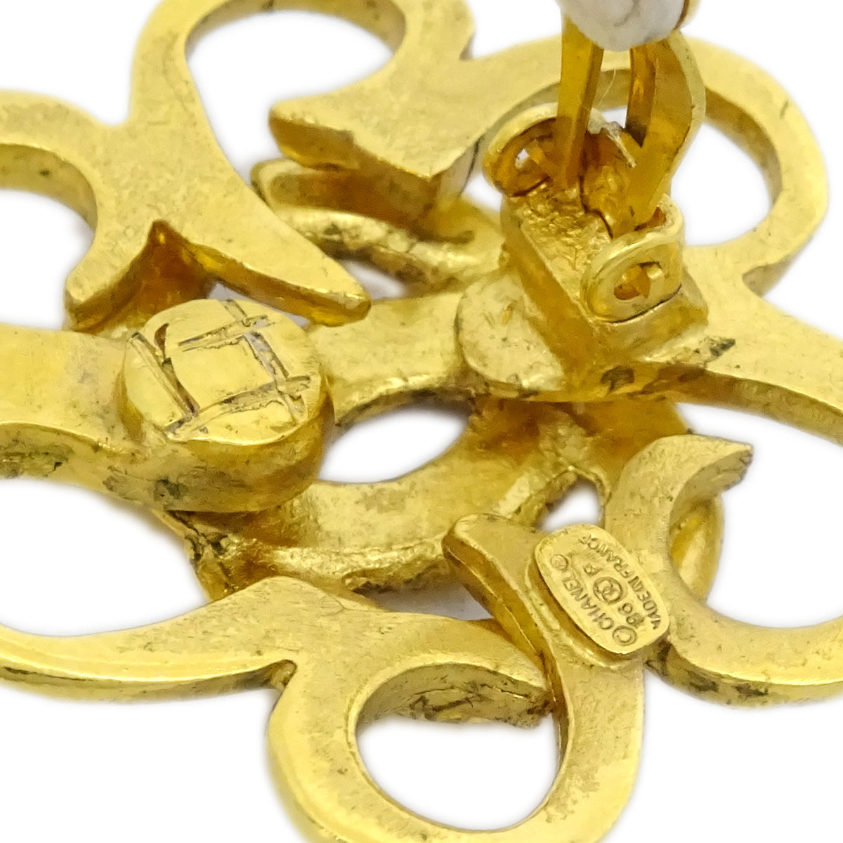 Luxury Chanel Flower Earrings Clip-On Gold 96P