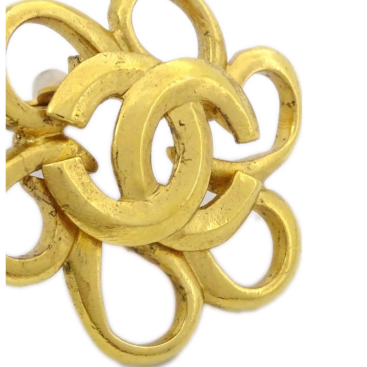Luxury Chanel Flower Earrings Clip-On Gold 96P