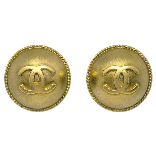 Luxury Chanel Button Earrings Gold Clip-On 94A