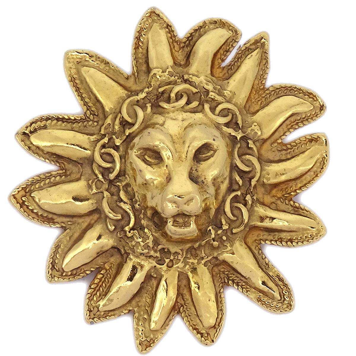 Luxury Chanel Lion Brooch Pin Gold