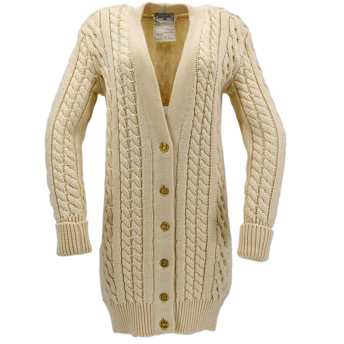 Luxury Chanel cable-knit wool long cardigan #38