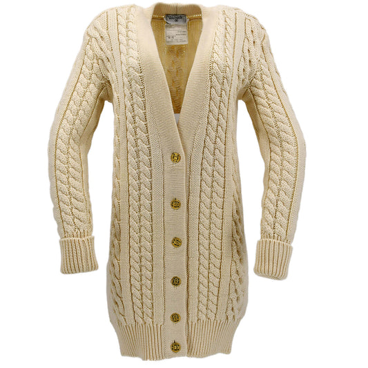 Luxury Chanel cable-knit wool long cardigan #38