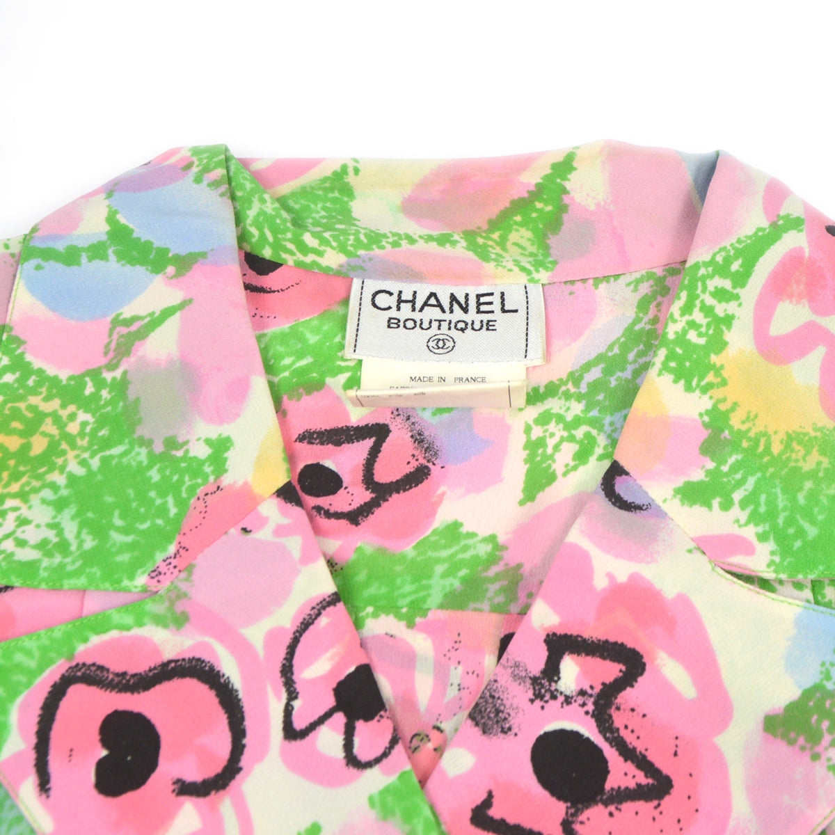 Luxury Chanel 1997 spring Camellia-print cropped shirt #38