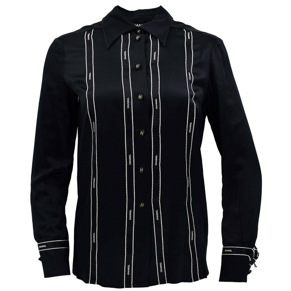 Luxury Chanel Fall 1994 logo-print silk shirt #36