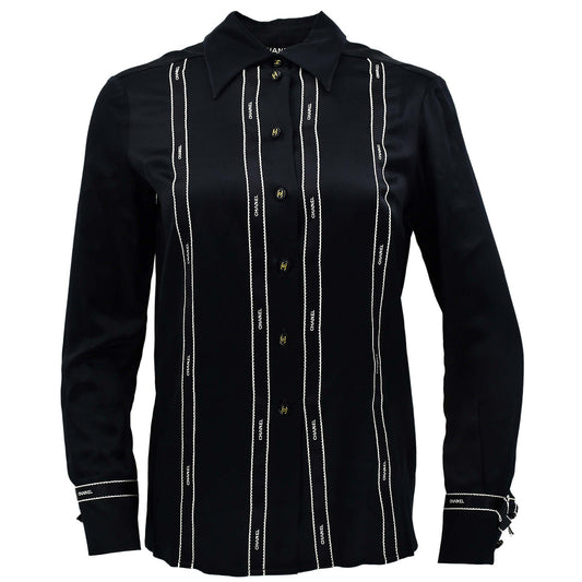 Luxury Chanel Fall 1994 logo-print silk shirt #36