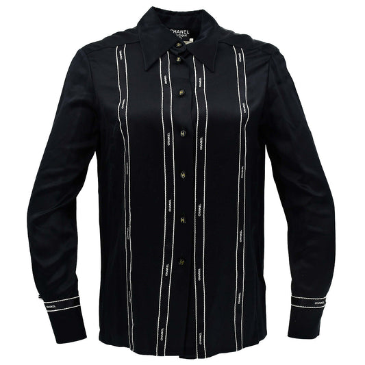 Luxury Chanel Blouse Shirt Black 94A #38