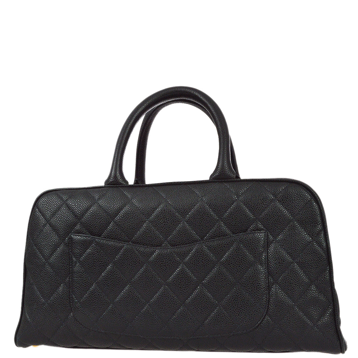 Luxury Chanel 2003-2004 Black Caviar Bowling Bag 37