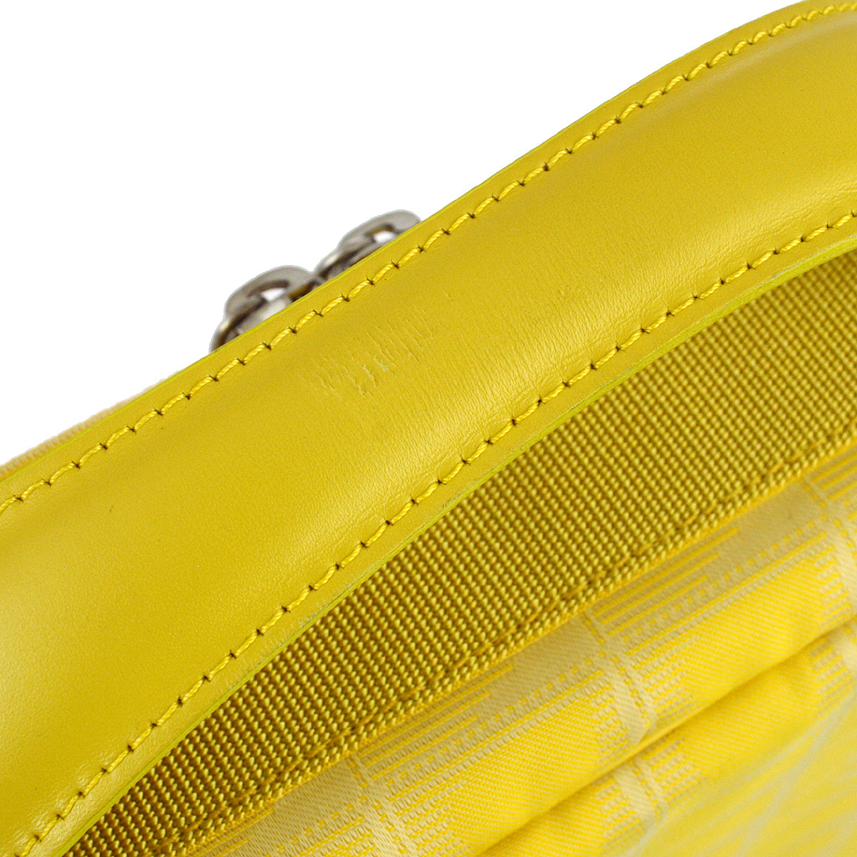 Luxury Chanel 2001-2003 Yellow Jacquard Nylon New Travel Line Handbag