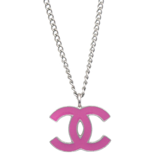 Luxury Chanel CC Chain Pendant Necklace Silver 04P