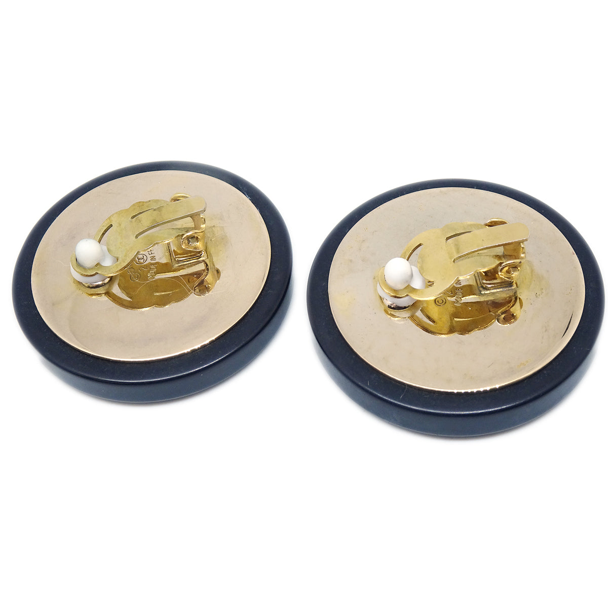 Luxury Chanel 1993 Black & Gold Earrings