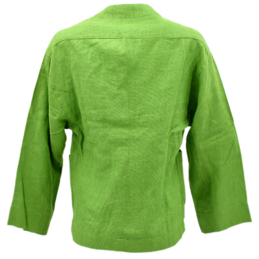 Luxury Chanel Single Breasted Collarless Jacket Green