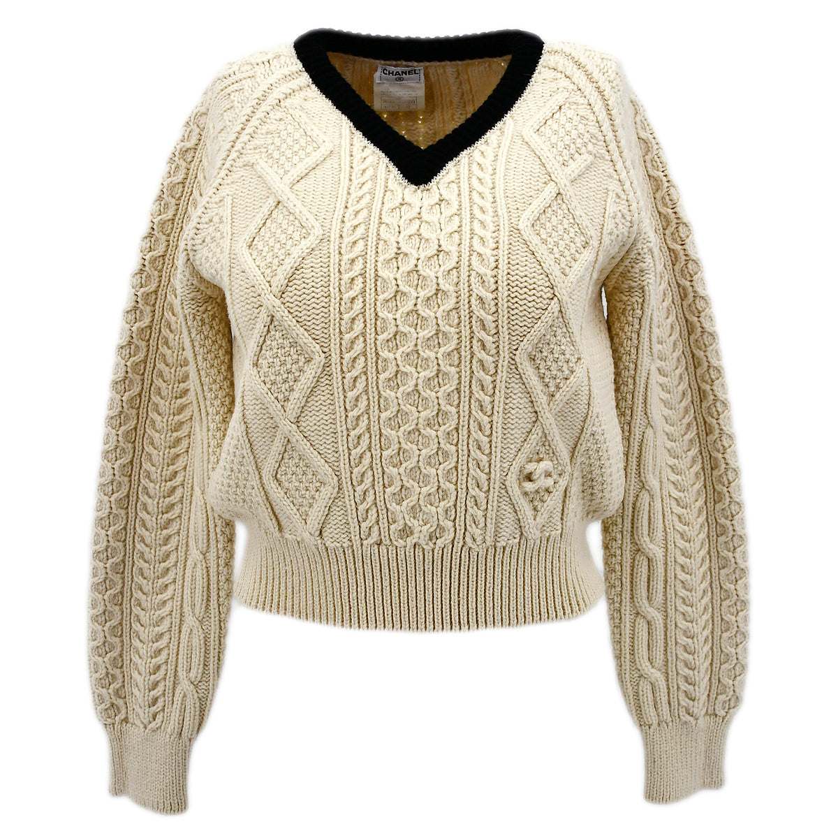 Luxury Chanel Fall 1996 wool fisherman knit jumper #42