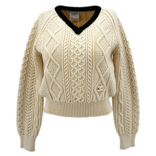Luxury Chanel Fall 1996 wool fisherman knit jumper #42