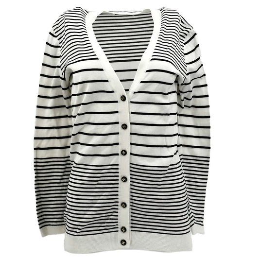Luxury Chanel Cardigan White Black #40