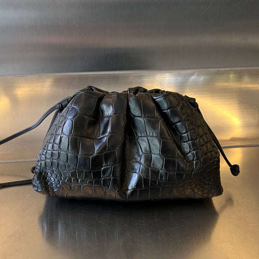 Luxury Bottega Veneta Mini Pouch 22cm Black Calfskin